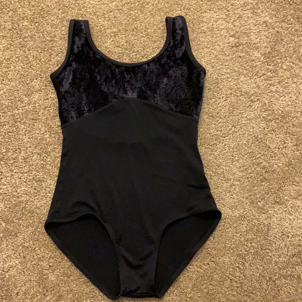 Black Microfiber/Velvet Yumiko Leotard